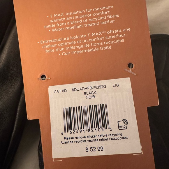 Denver Hayes Women's T-Max Insulated Leather Gloves - Black size L/G NWT - Picture 4 of 4